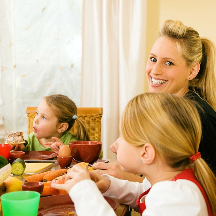 family enjoying dinner