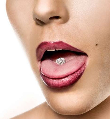woman with tongue ring
