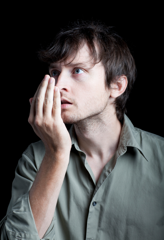 Man checking breath